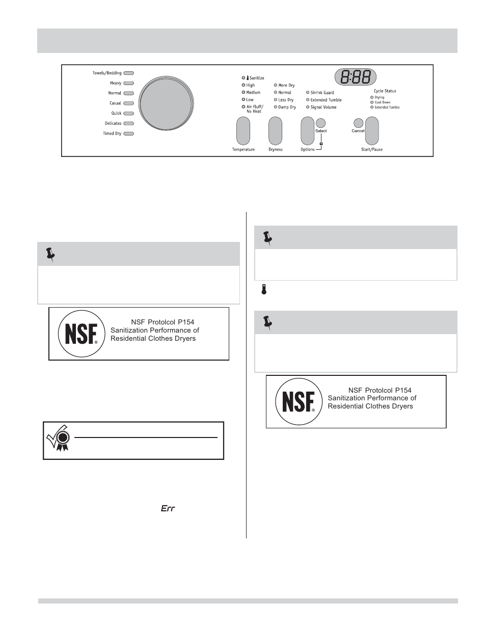 Operating instructions, Cycle selection, continued cycle settings | FRIGIDAIRE 137135000B User Manual | Page 9 / 18