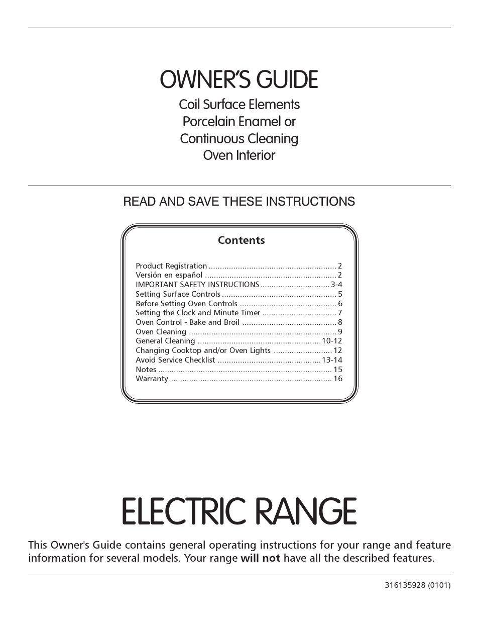 FRIGIDAIRE 316135928 User Manual | 16 pages