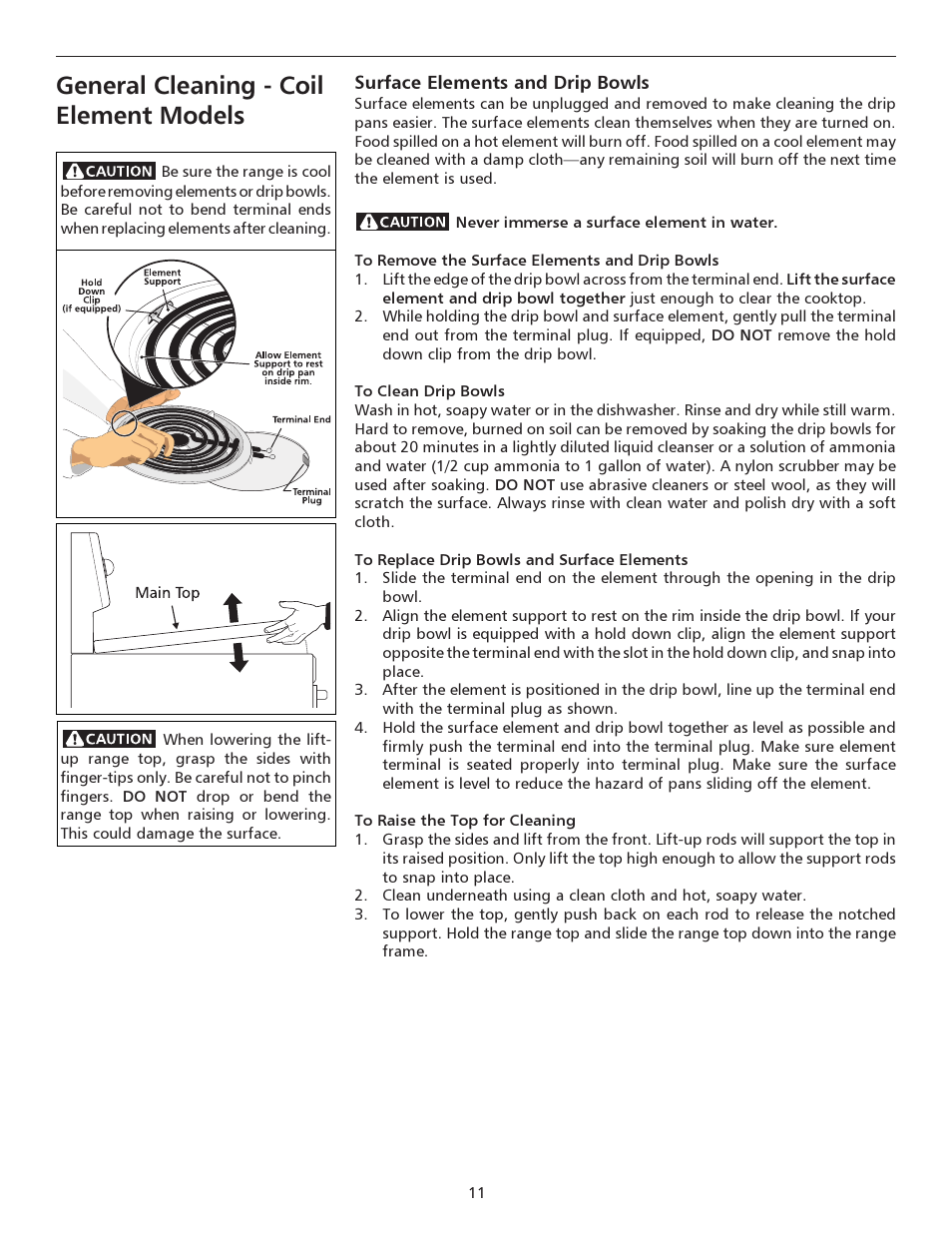General cleaning - coil element models | FRIGIDAIRE 316135928 User Manual | Page 11 / 16