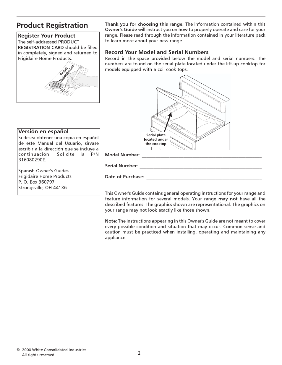 Product registration | FRIGIDAIRE 316135928 User Manual | Page 2 / 16