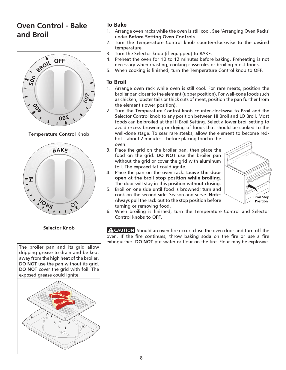 Oven control - bake and broil | FRIGIDAIRE 316135928 User Manual | Page 8 / 16