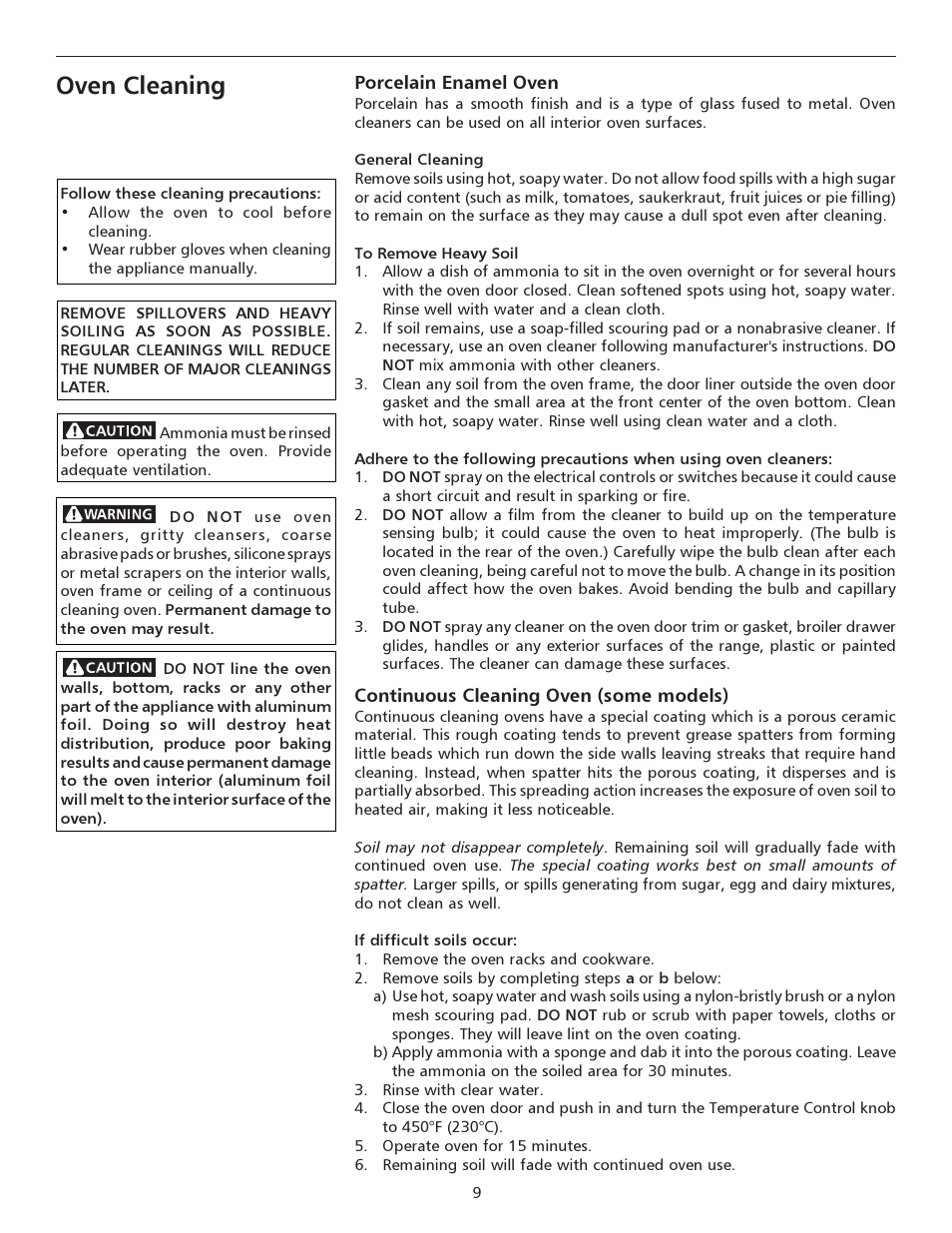 Oven cleaning | FRIGIDAIRE 316135928 User Manual | Page 9 / 16