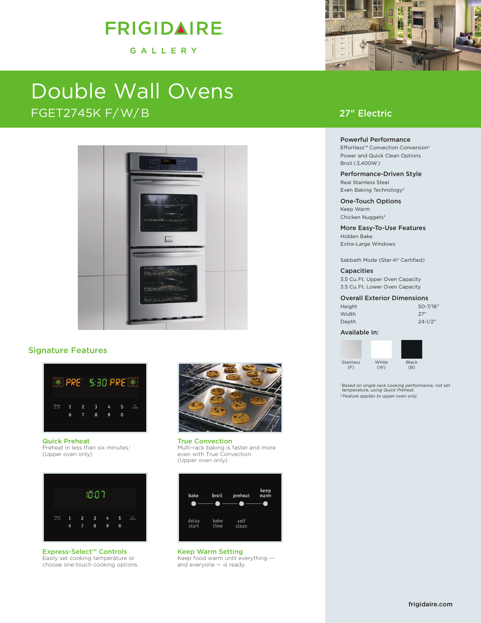 FRIGIDAIRE Gallery FGET2745K User Manual | 2 pages