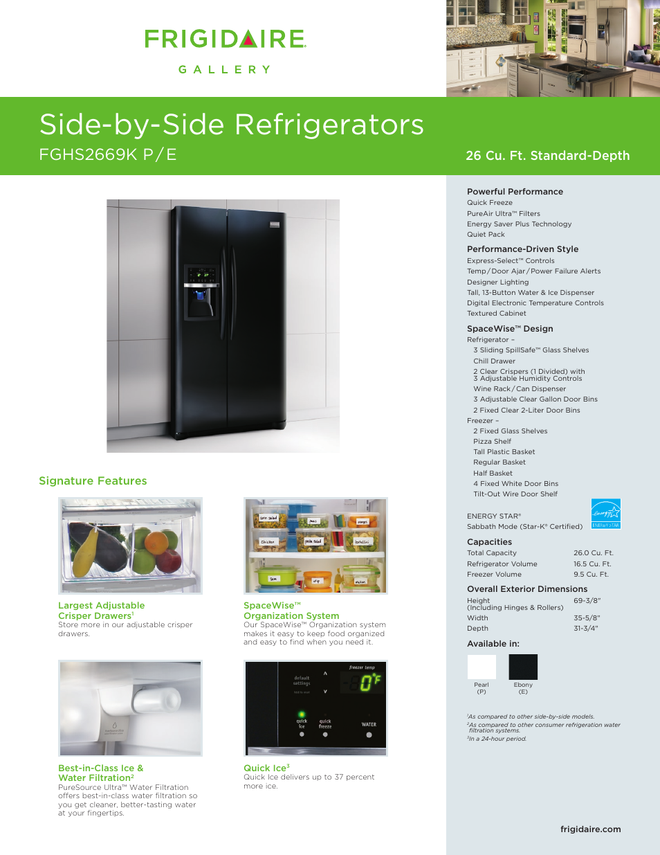 FRIGIDAIRE FGHS2669K P/E User Manual | 2 pages