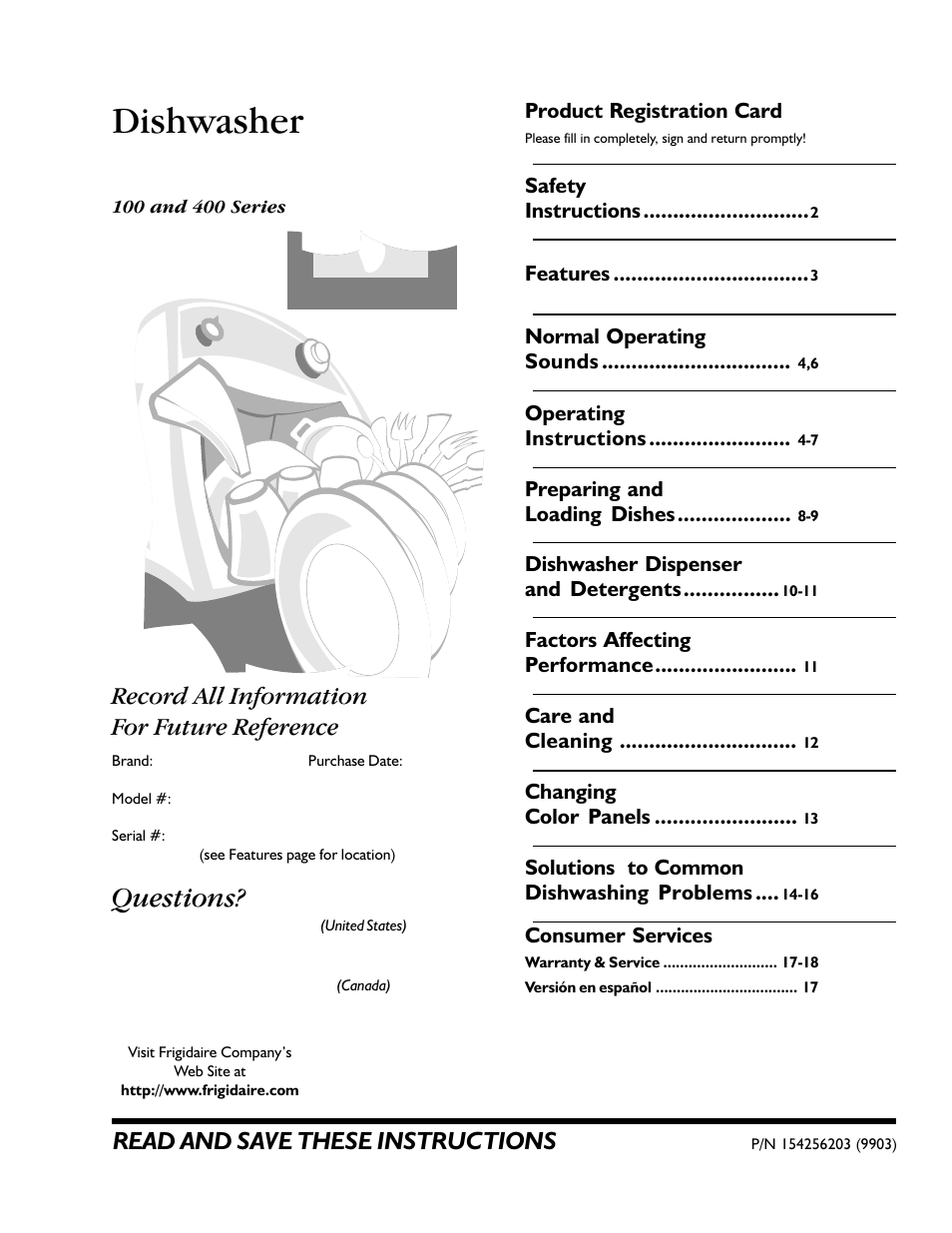 FRIGIDAIRE 100 User Manual | 20 pages