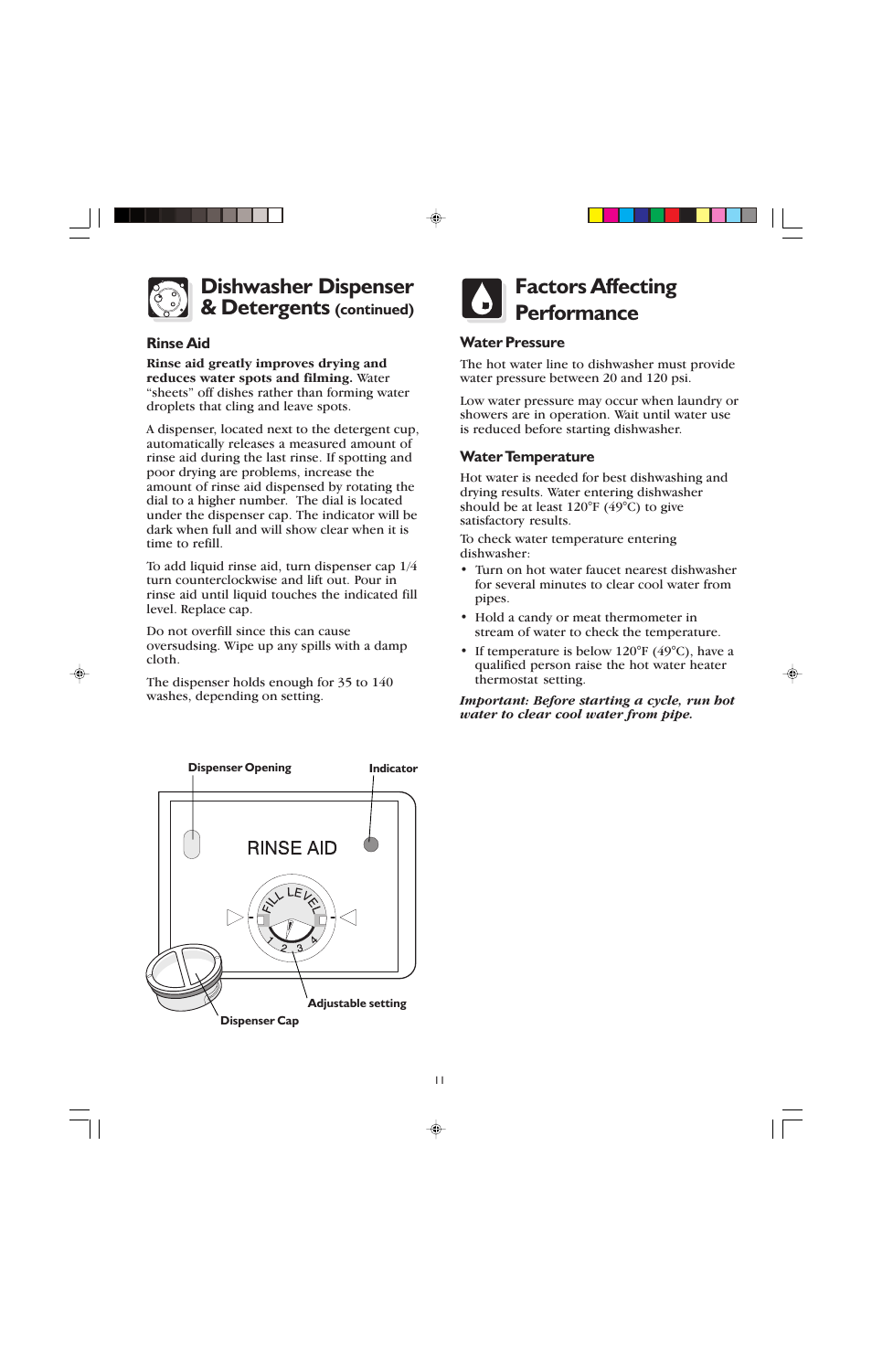 Dishwasher dispenser & detergents, Factors affecting performance | FRIGIDAIRE 100 User Manual | Page 13 / 20