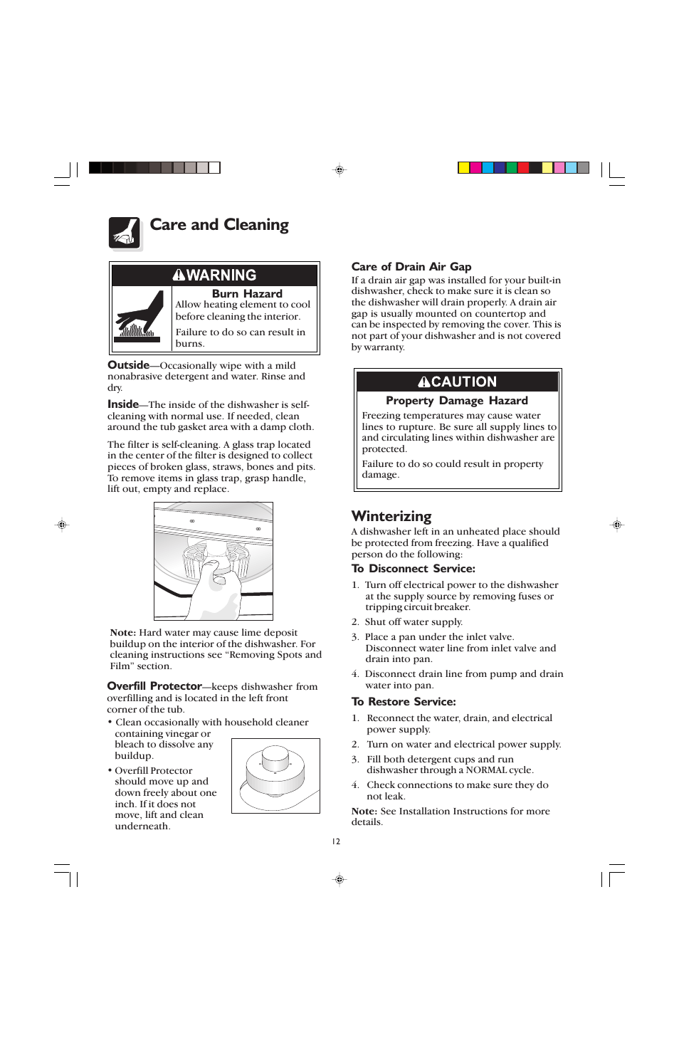 Care and cleaning, Winterizing | FRIGIDAIRE 100 User Manual | Page 14 / 20