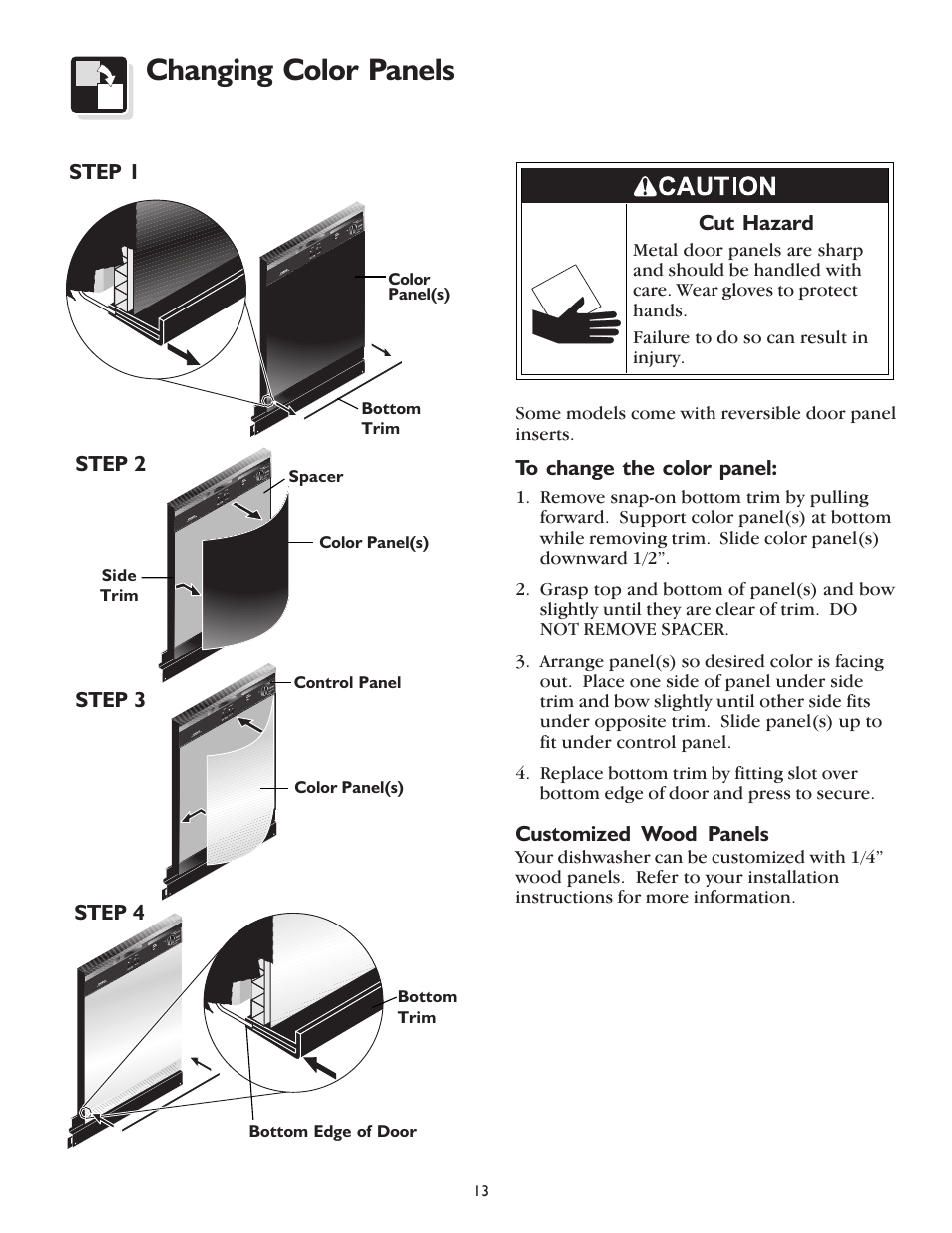 Changing color panels | FRIGIDAIRE 100 User Manual | Page 15 / 20