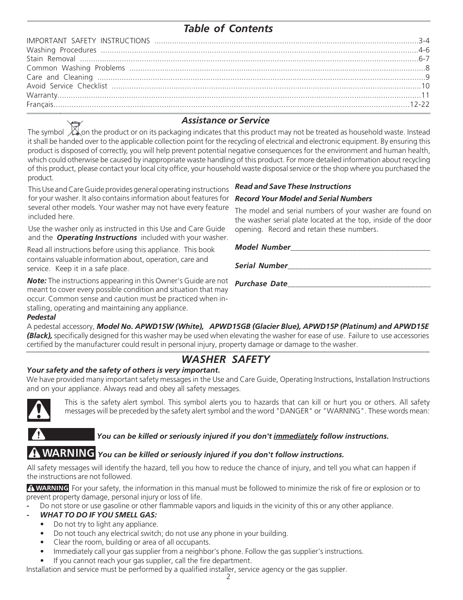 FRIGIDAIRE 134850600B User Manual | Page 2 / 11