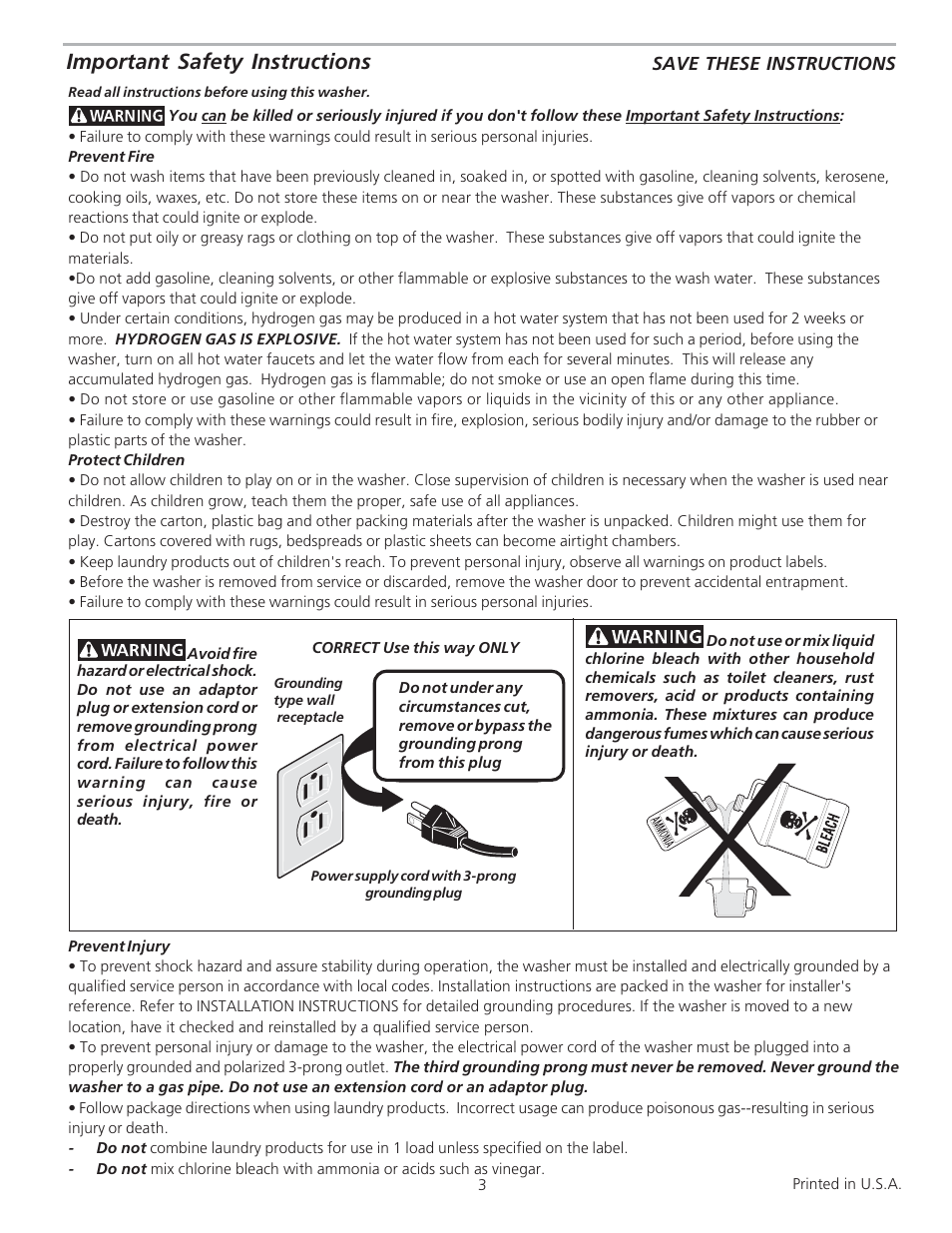 English, Important safety instructions | FRIGIDAIRE 134850600B User Manual | Page 3 / 11