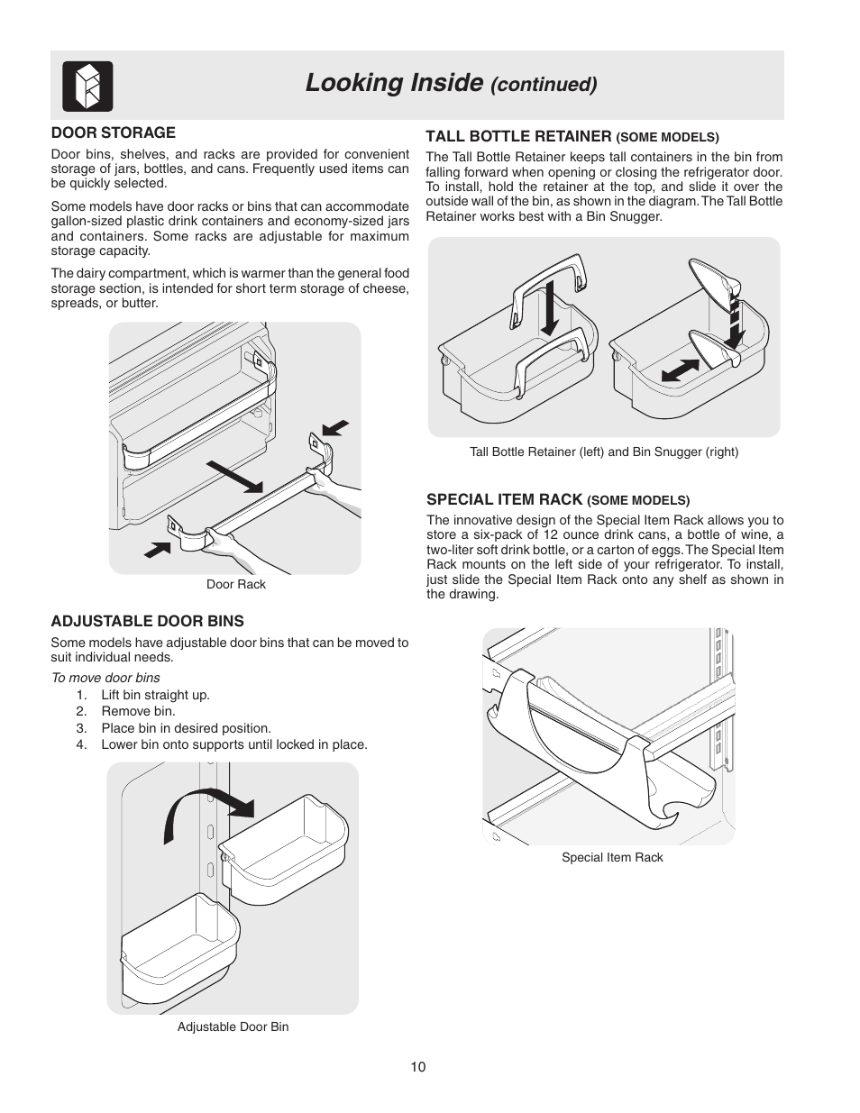 Looking inside, Continued) | FRIGIDAIRE 241694800 User Manual | Page 10 / 20