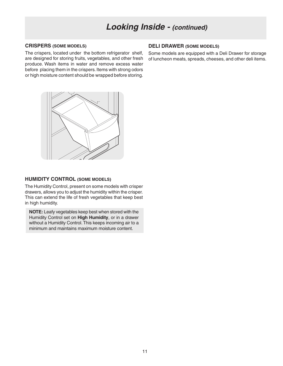 Looking inside, Continued) | FRIGIDAIRE 241694800 User Manual | Page 11 / 20