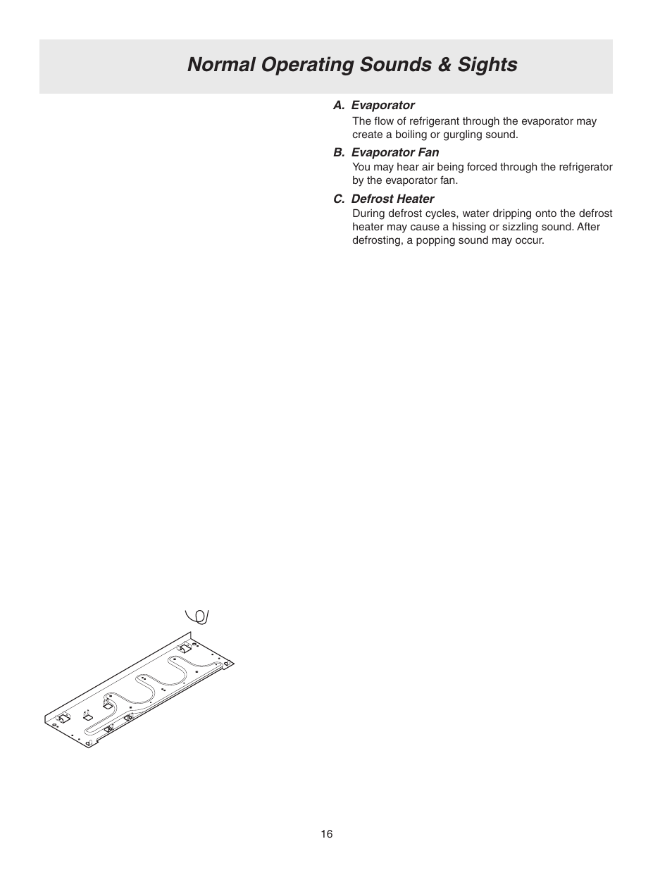 Normal operating sounds & sights | FRIGIDAIRE 241694800 User Manual | Page 16 / 20