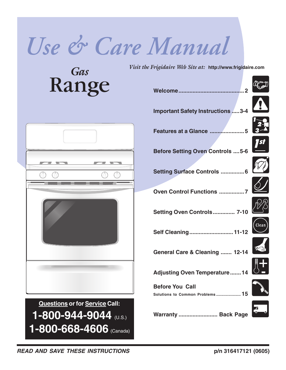 FRIGIDAIRE 316417121 User Manual | 16 pages