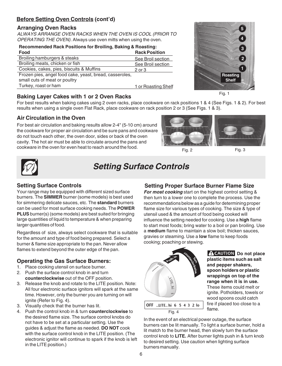 Setting surface controls | FRIGIDAIRE 316417121 User Manual | Page 6 / 16