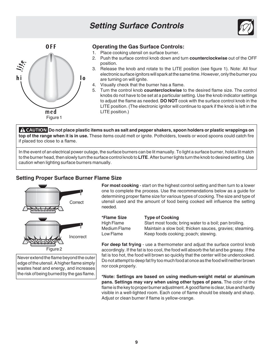 Setting surface controls | FRIGIDAIRE 318203870 User Manual | Page 9 / 24