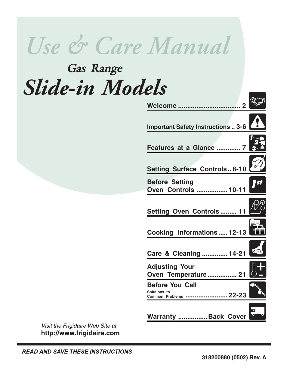 FRIGIDAIRE 318200880 User Manual | 24 pages