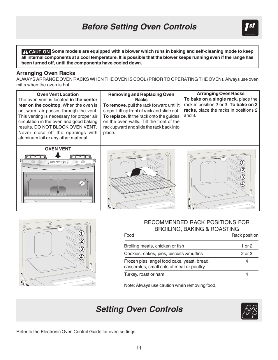 Before setting oven controls, Setting oven controls | FRIGIDAIRE 318200880 User Manual | Page 11 / 24
