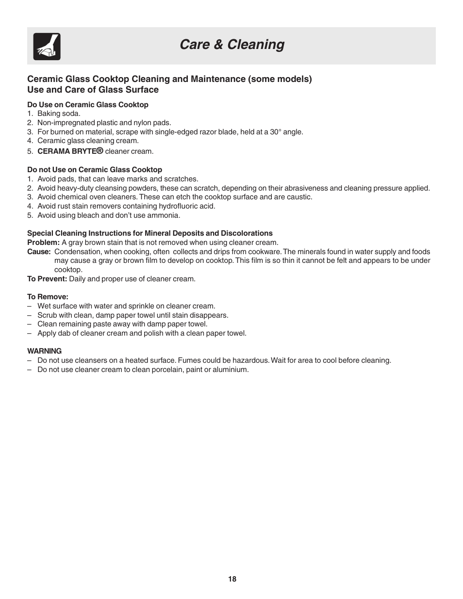 Care & cleaning | FRIGIDAIRE 318200880 User Manual | Page 18 / 24