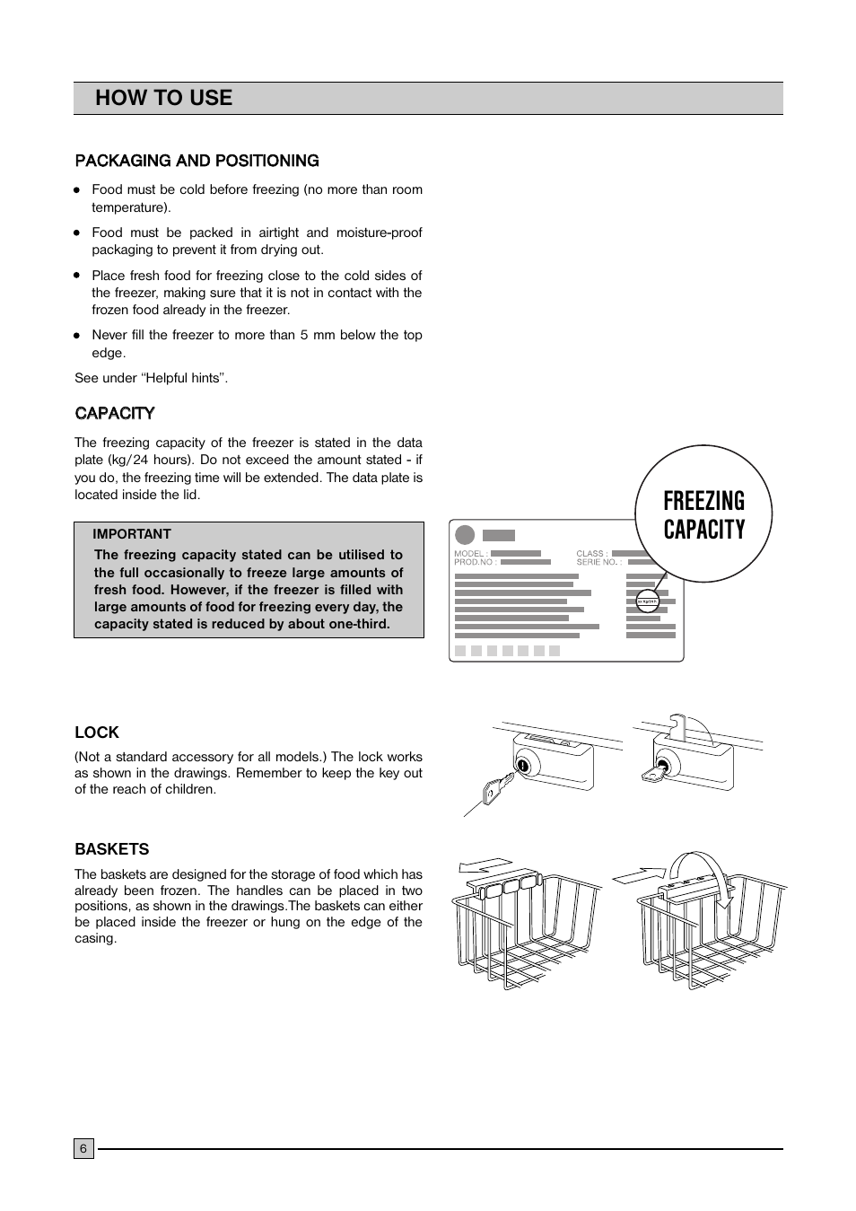 Freezing capacity, How to use | FRIGIDAIRE FCFH 183 BW User Manual | Page 6 / 11