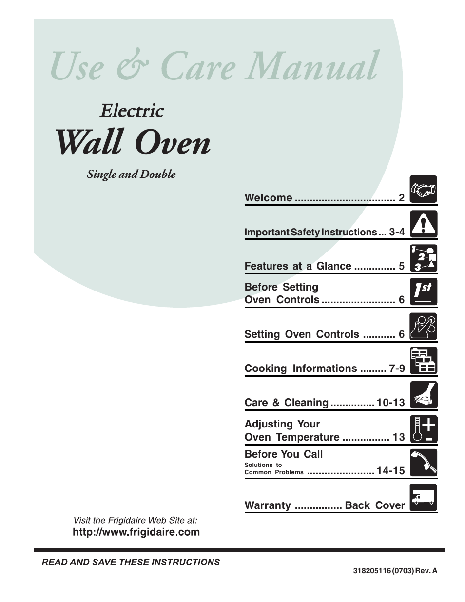 FRIGIDAIRE 318205116 User Manual | 16 pages