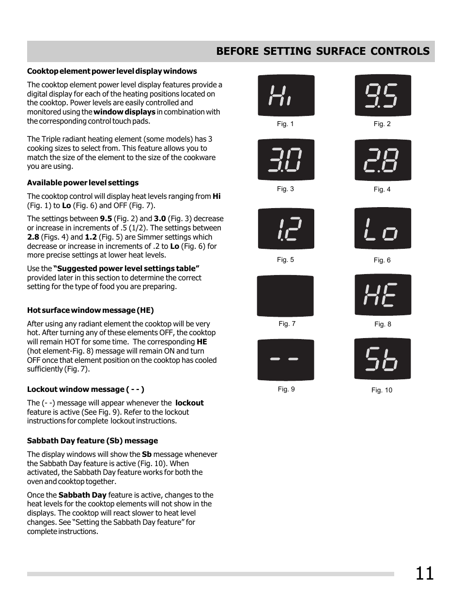 Before setting surface controls | FRIGIDAIRE 316902202 User Manual | Page 11 / 40
