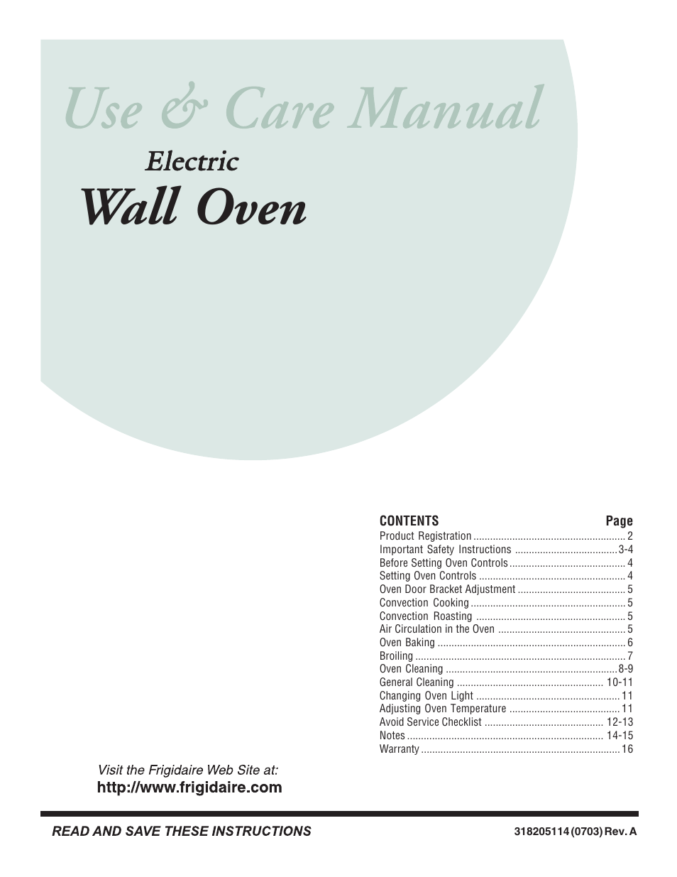 FRIGIDAIRE 318200919 User Manual | 16 pages