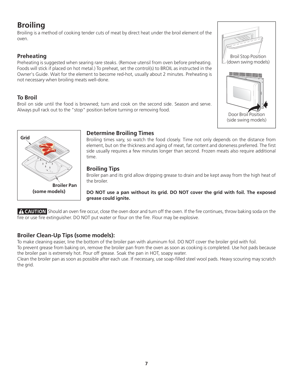 Broiling | FRIGIDAIRE 318200919 User Manual | Page 7 / 16