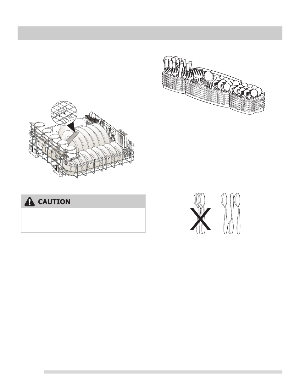 Loading the silverware basket, Preparing and loading dishes, Adding a dish | Caution, Fold-down tines | FRIGIDAIRE 154768701 User Manual | Page 12 / 20