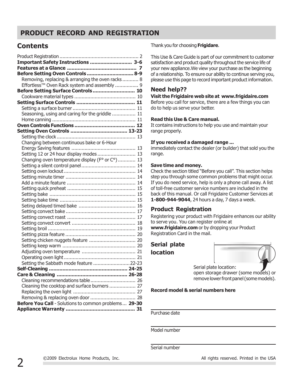FRIGIDAIRE CGGF3054KF User Manual | Page 2 / 32