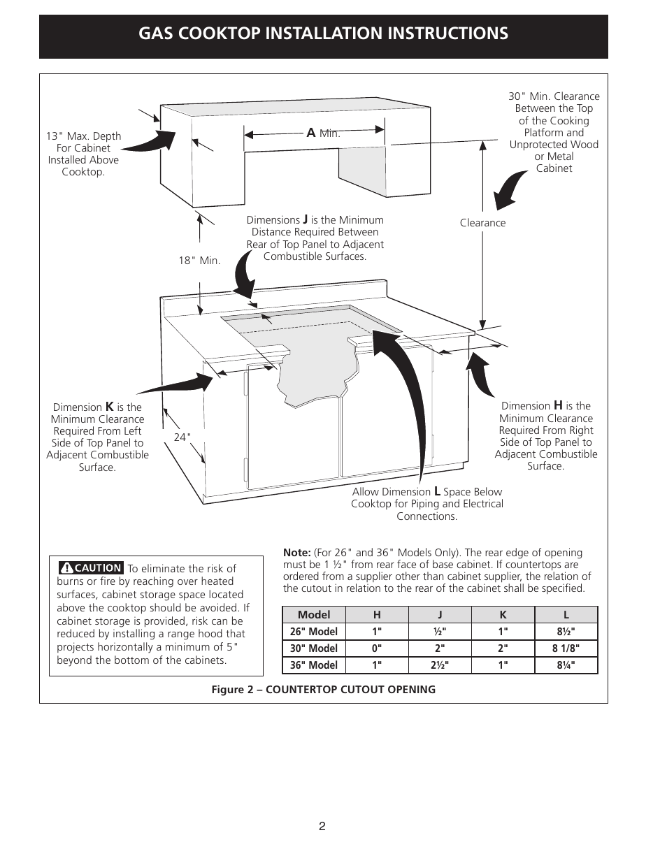 Gas cooktop installation instructions | FRIGIDAIRE 318201452 User Manual | Page 2 / 24
