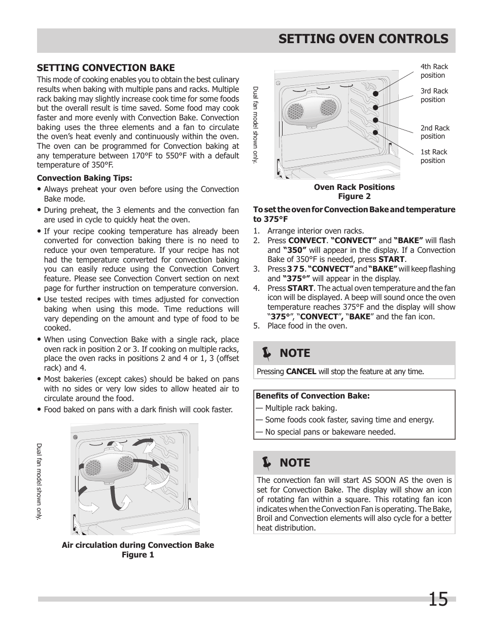 Setting oven controls | FRIGIDAIRE 318205312 User Manual | Page 15 / 32