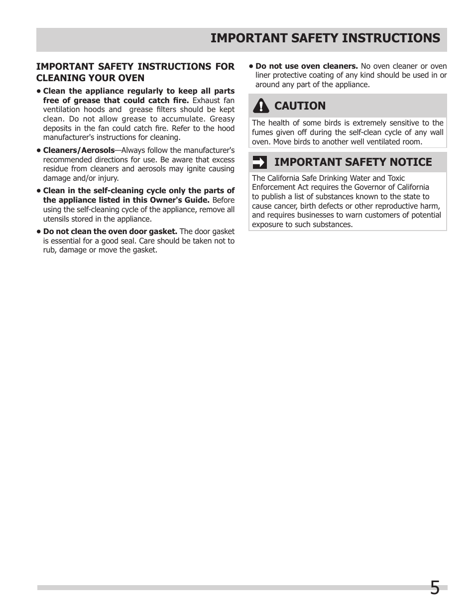 Important safety instructions, Caution, Important safety notice | FRIGIDAIRE 318205312 User Manual | Page 5 / 32