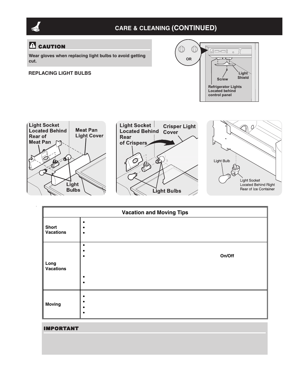 Continued), Care & cleaning | FRIGIDAIRE 241814800 User Manual | Page 23 / 28