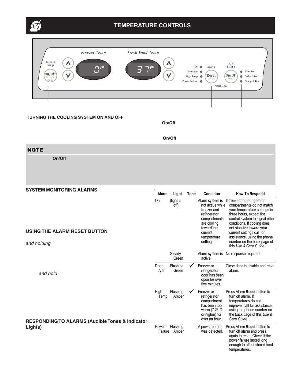 Temperature controls | FRIGIDAIRE 241814800 User Manual | Page 9 / 28