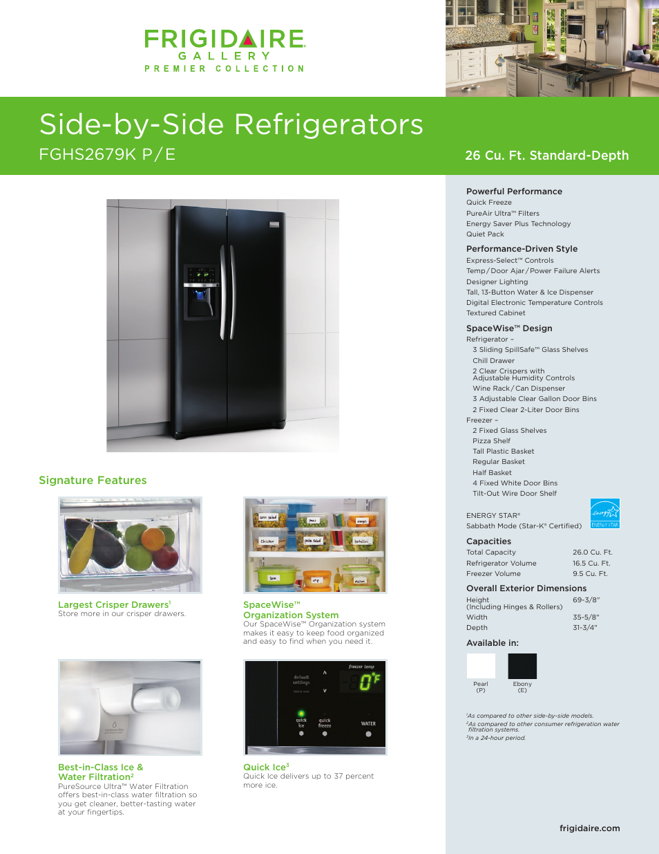 FRIGIDAIRE FGHS2679K P/E User Manual | 2 pages