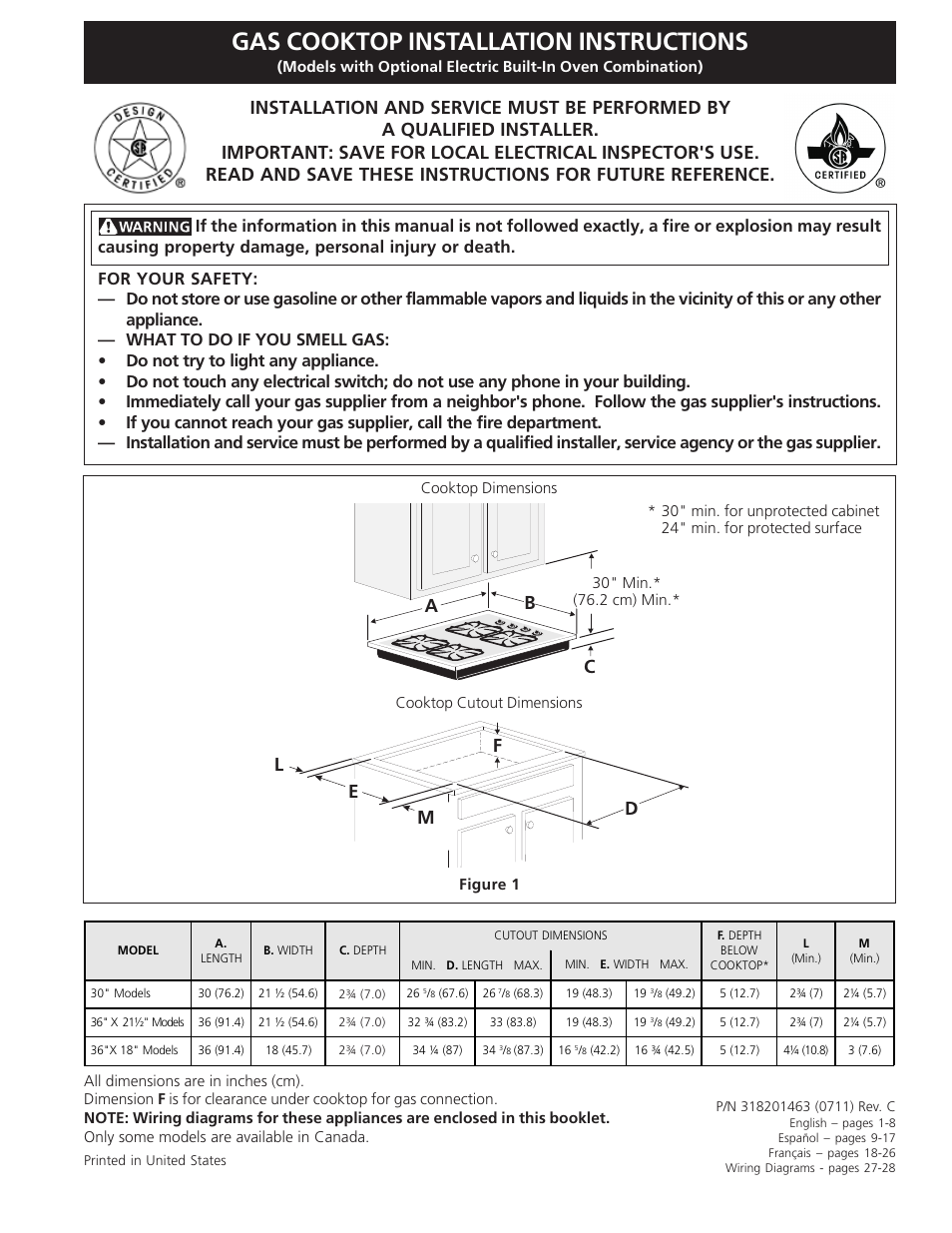 FRIGIDAIRE FGC36S5EC User Manual | 28 pages