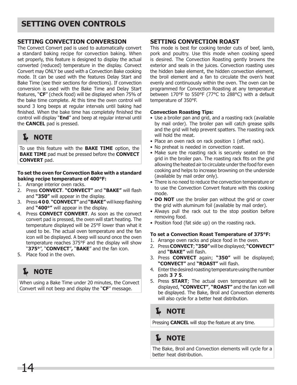 Setting oven controls | FRIGIDAIRE 318205308 User Manual | Page 14 / 28