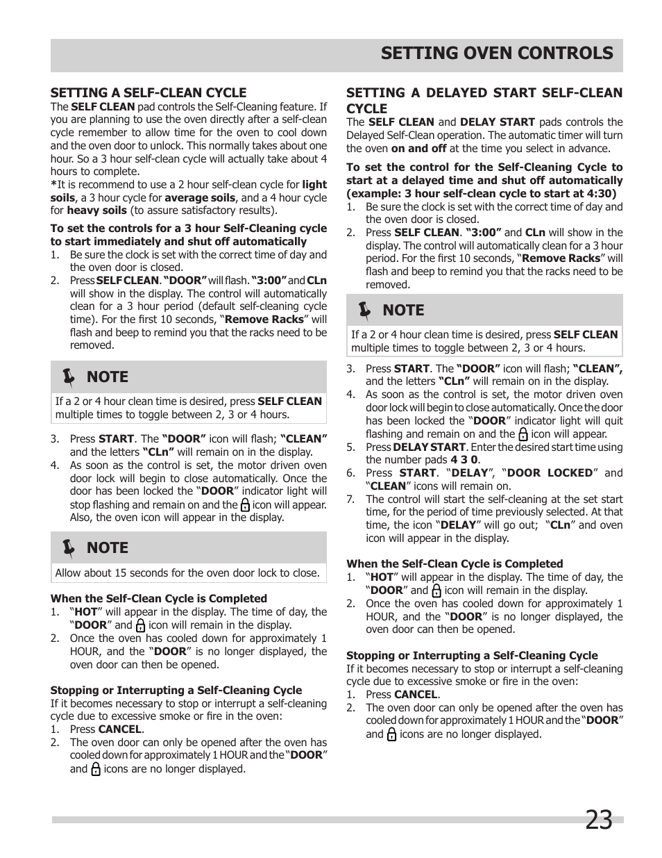 Setting oven controls | FRIGIDAIRE 318205308 User Manual | Page 23 / 28