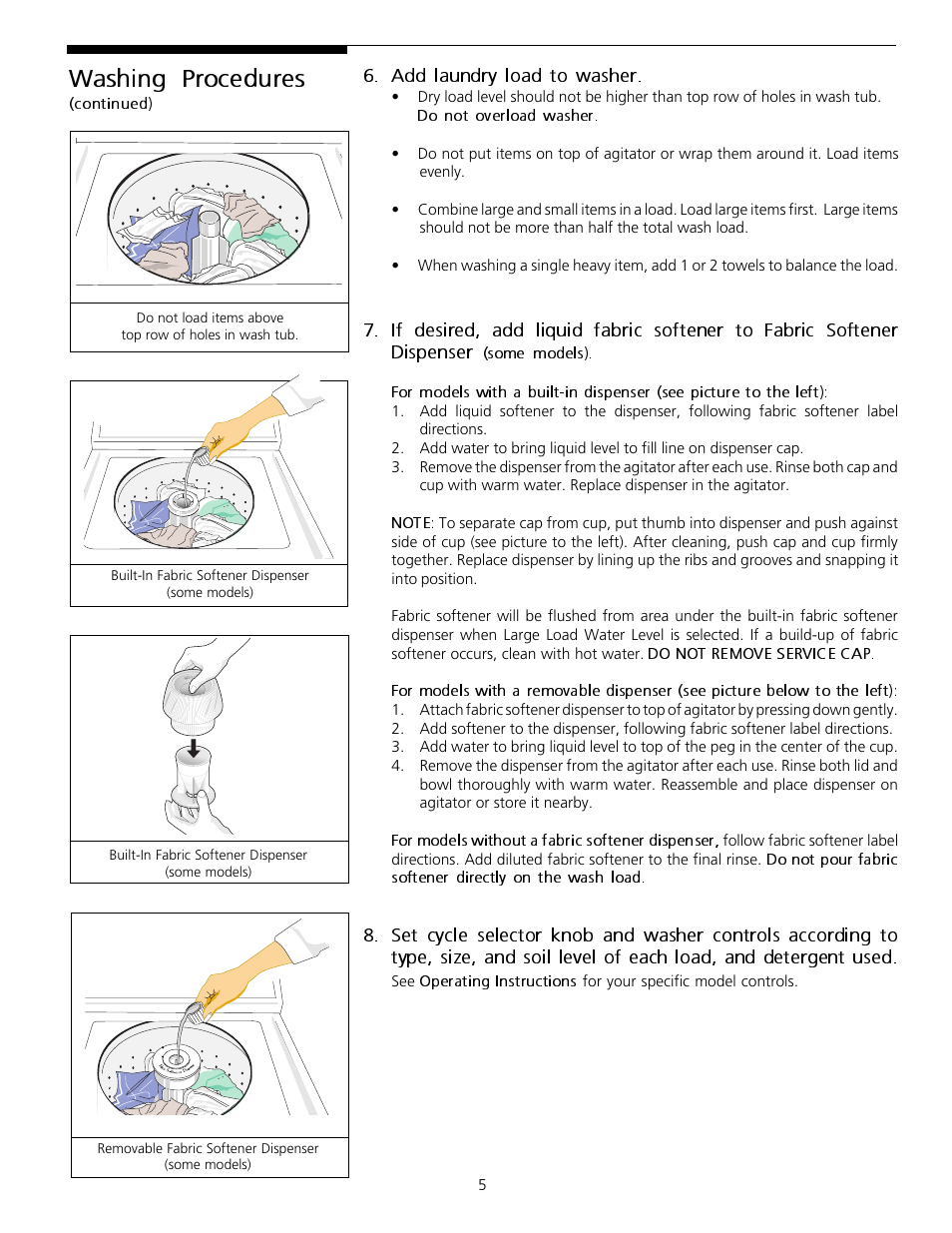 Washing procedures | FRIGIDAIRE 131682000 User Manual | Page 5 / 14