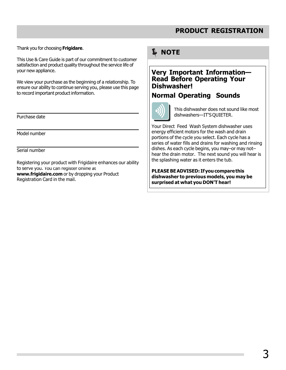 Product registration | FRIGIDAIRE 6.75E+11 User Manual | Page 3 / 20