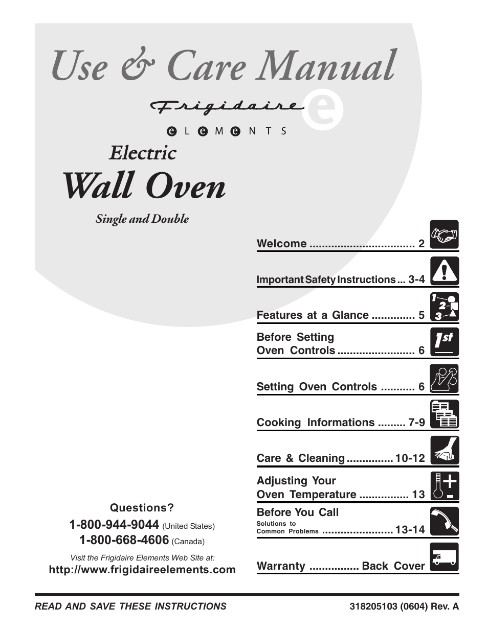 FRIGIDAIRE 318205103 User Manual | 16 pages