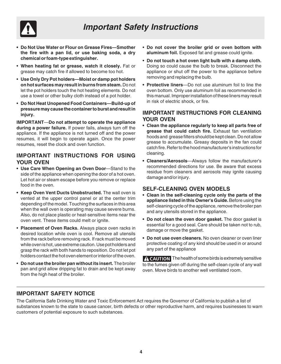 Important safety instructions | FRIGIDAIRE 318205103 User Manual | Page 4 / 16