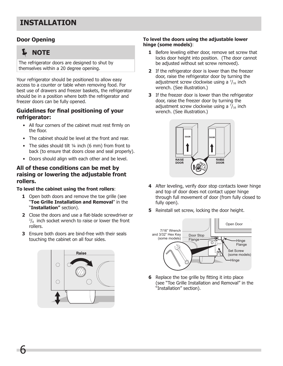 Installation | FRIGIDAIRE 242063600 User Manual | Page 6 / 20