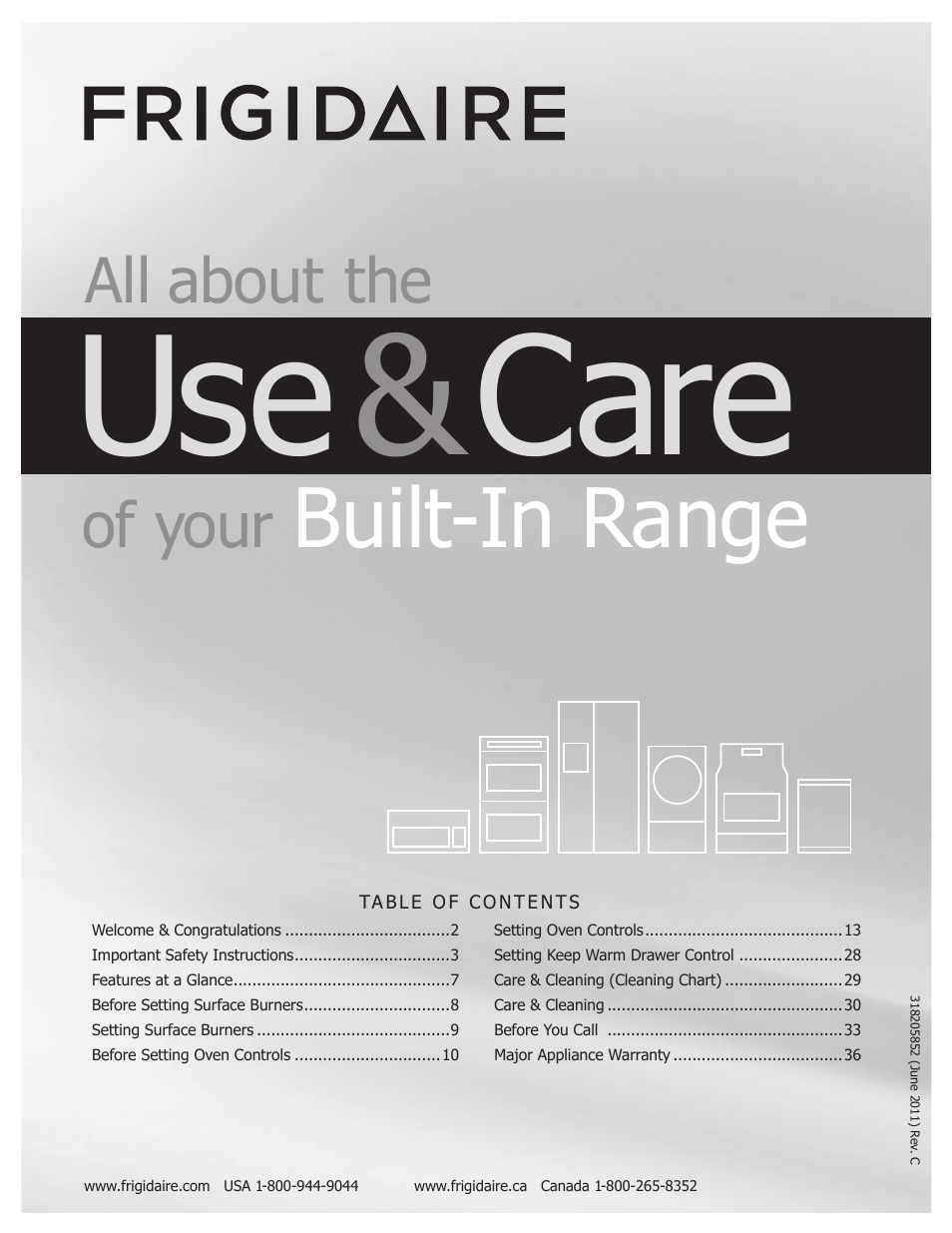 FRIGIDAIRE 318205852 User Manual | 36 pages