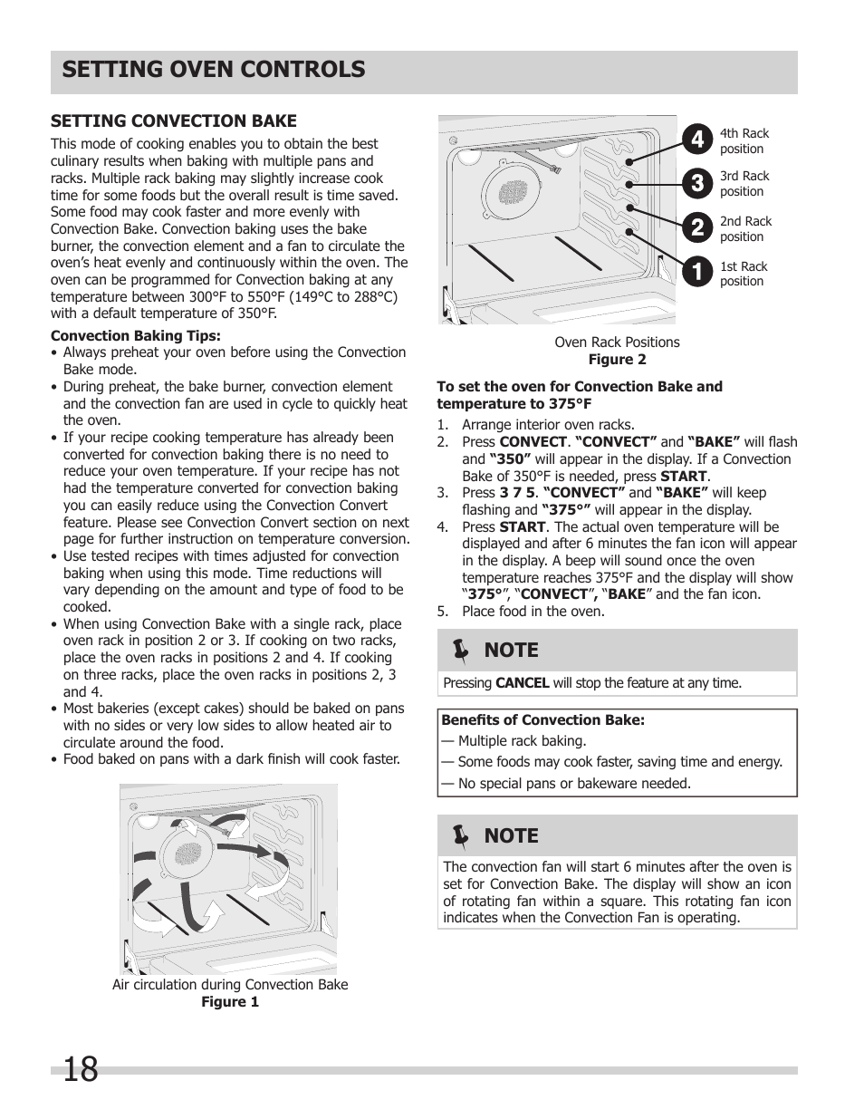 Setting oven controls | FRIGIDAIRE 318205852 User Manual | Page 18 / 36