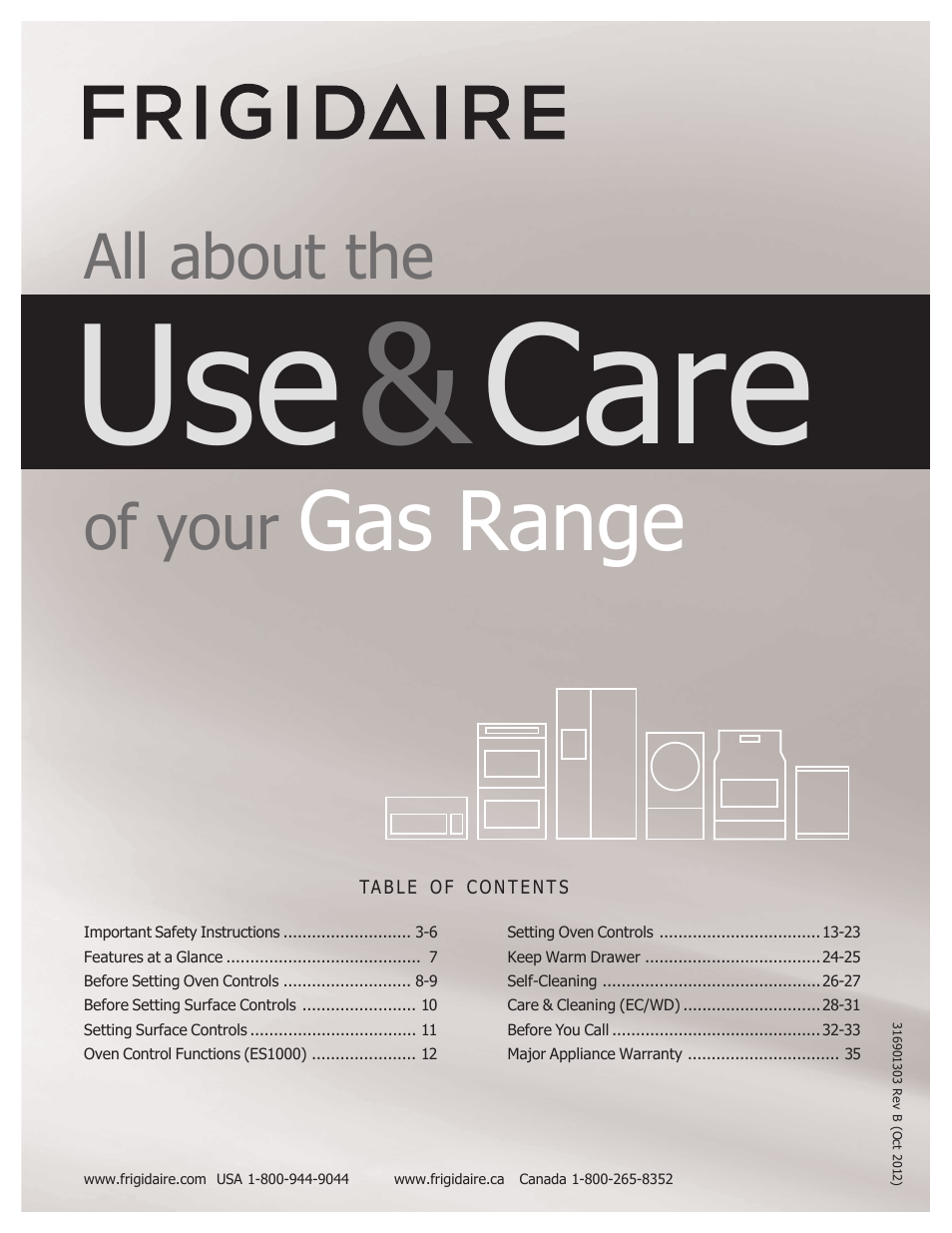 FRIGIDAIRE 316901303 User Manual | 36 pages