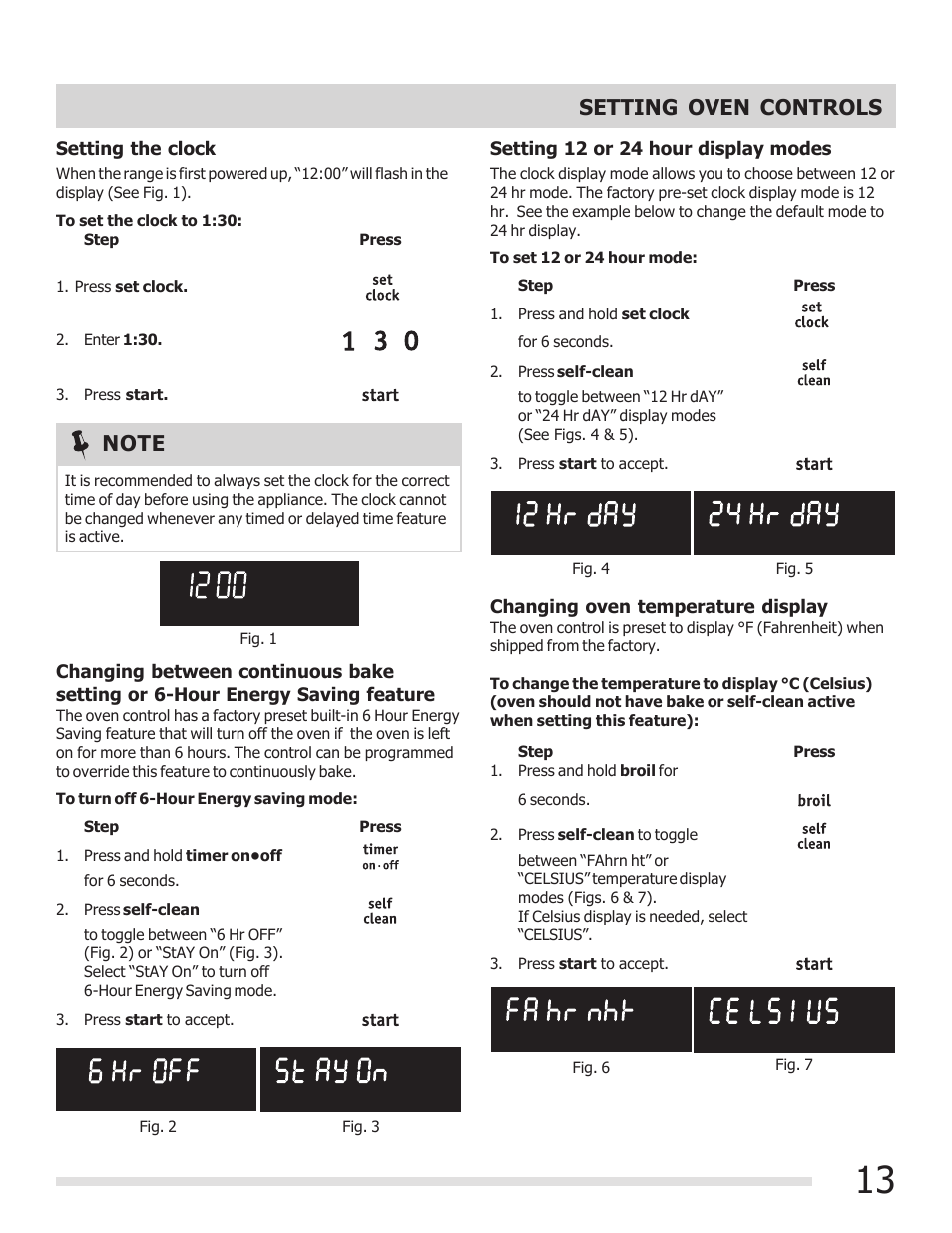 Setting oven controls | FRIGIDAIRE 316901303 User Manual | Page 13 / 36