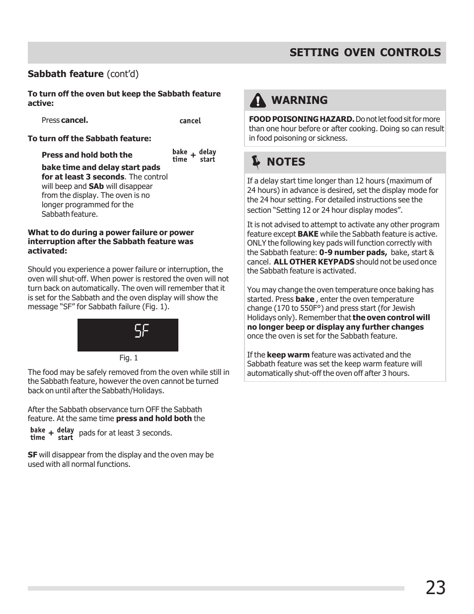 Setting oven controls, Warning | FRIGIDAIRE 316901303 User Manual | Page 23 / 36