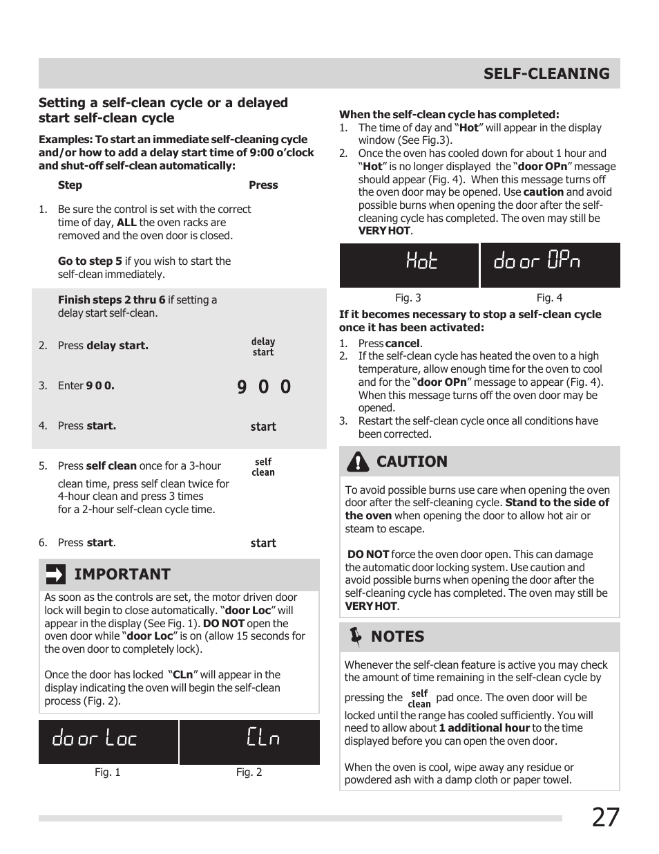 Caution self-cleaning | FRIGIDAIRE 316901303 User Manual | Page 27 / 36